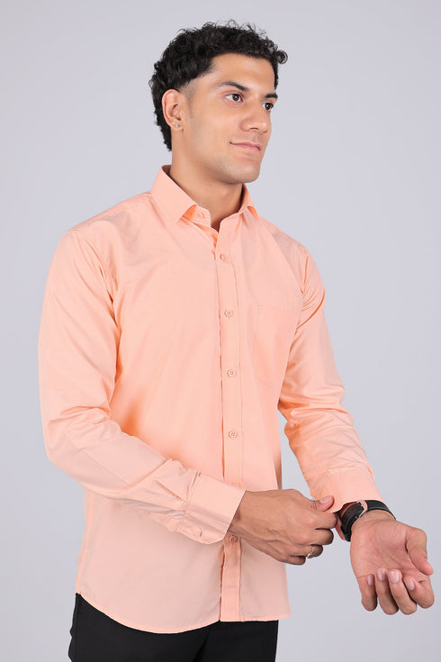 Veshbhoshaa Bluebird Pale Salmon Men'S Office Shirt